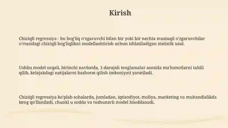 Chiziqli regressiya modelining umumiy ko'rinishi 3