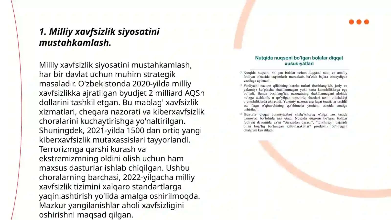 Milliy xavfsizlikni taʼminlash borasida amalga oshirilayotgan ishlar 3