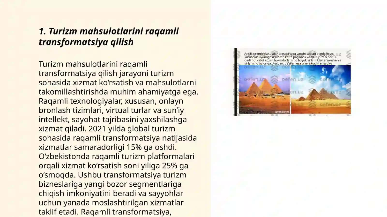 Turizm mahsulotlarini raqamli transformatsiya qilish 3