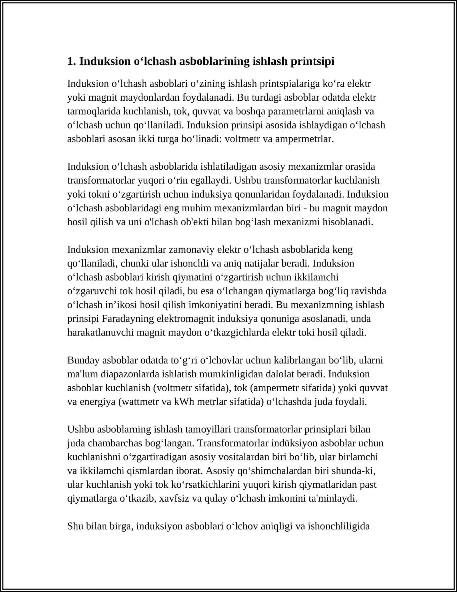 INDUKSION ELEKTR OʻLCHASH ASBOBLAR LAGOMETRLAR ANALOGLI ELEKT OʻLCHASH ASBOBLARDA MEXANIZMLAR 3