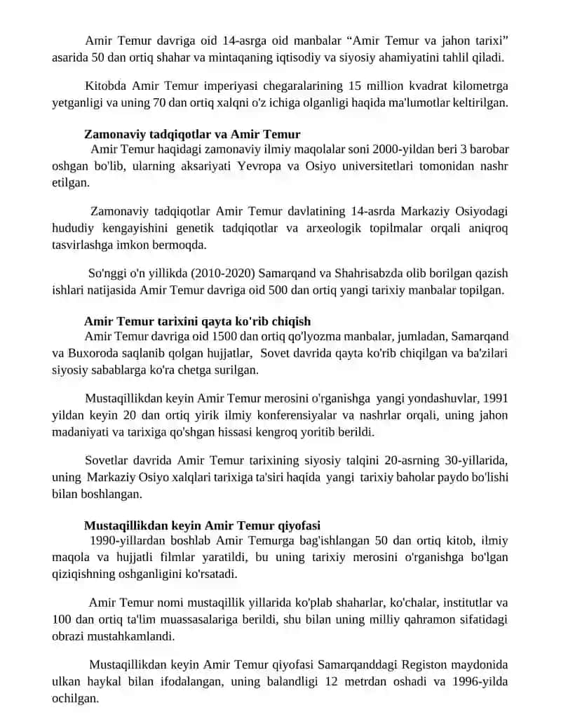 Amir Temur haqida sovet, sho‘rolar va mustaqillik yillarida 3