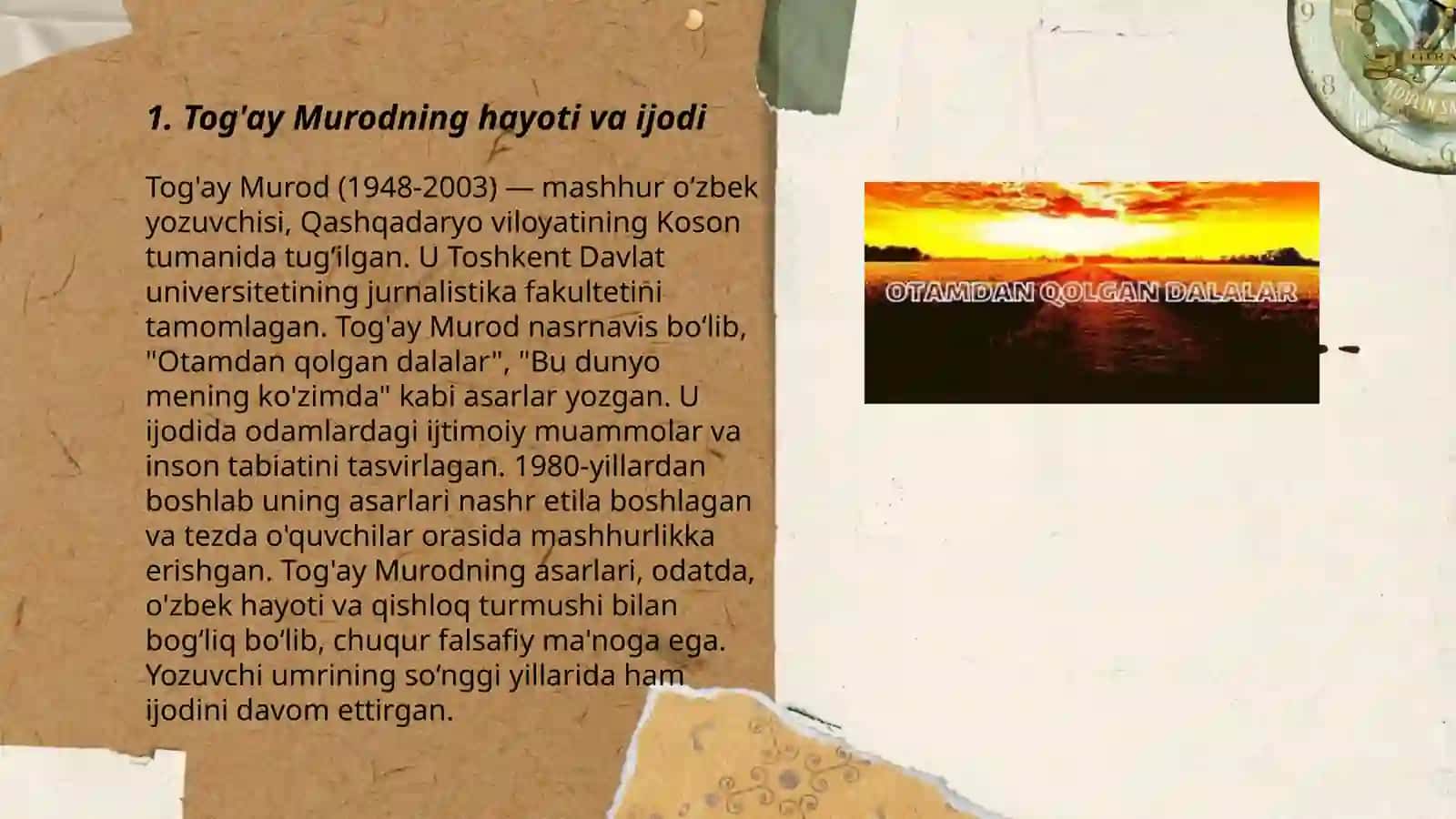 Tog'ay Murodning "Otamdan qolgan dalalar" asari tahlili 3