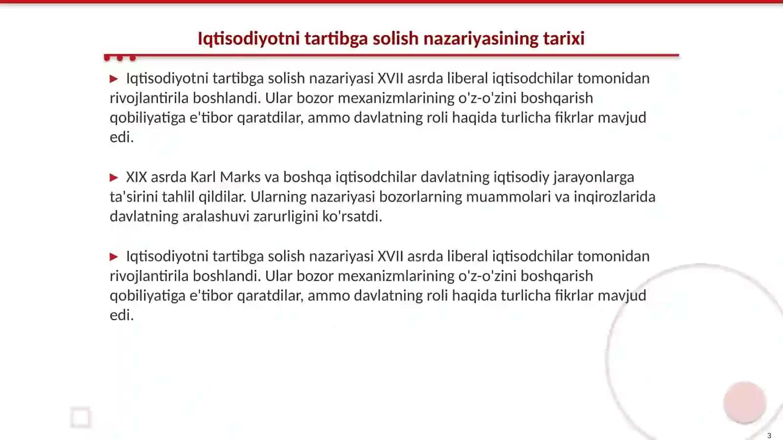 Iqtisodiyotni davlat tomonidan tartibga solish to'g'risidagi turli xil nazariya va qarashlar tahlili 3
