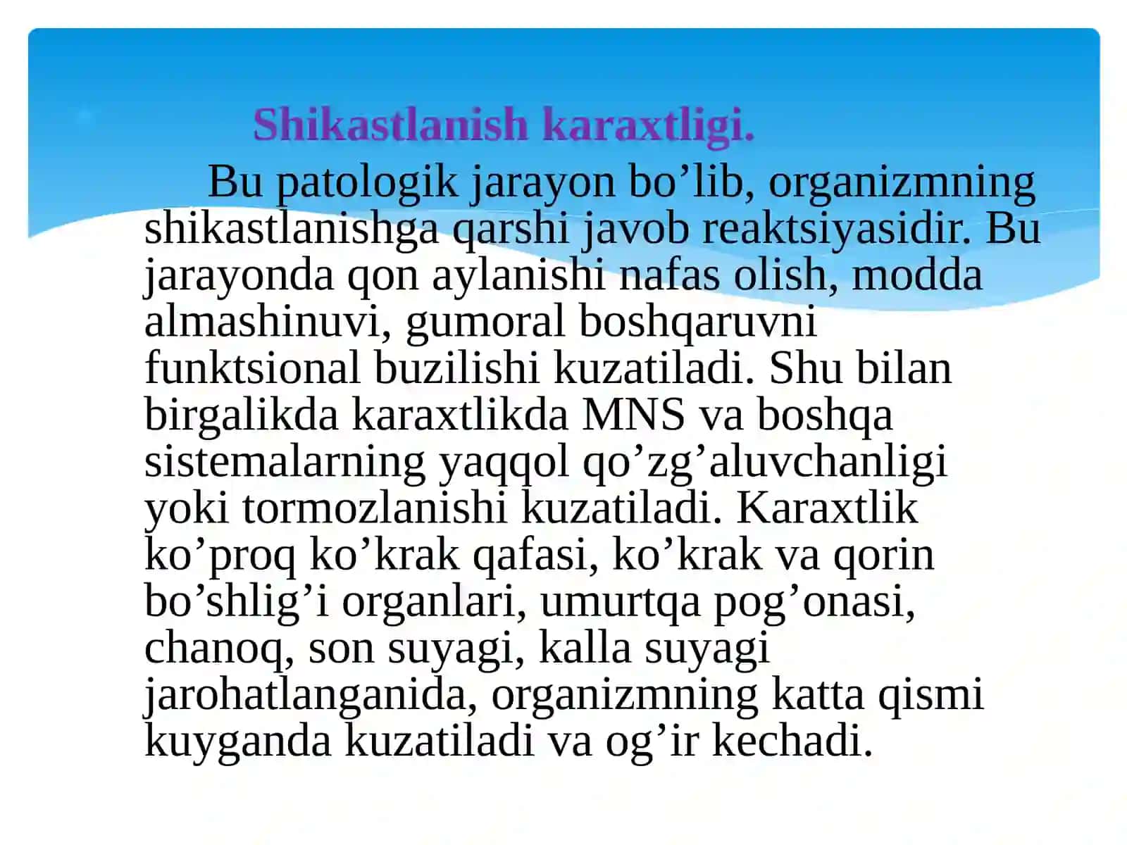 Jarohatlanish shoki, ezilish sindromi va suyaklarning dastlab kitibbiy yordam ko'rsatish 3