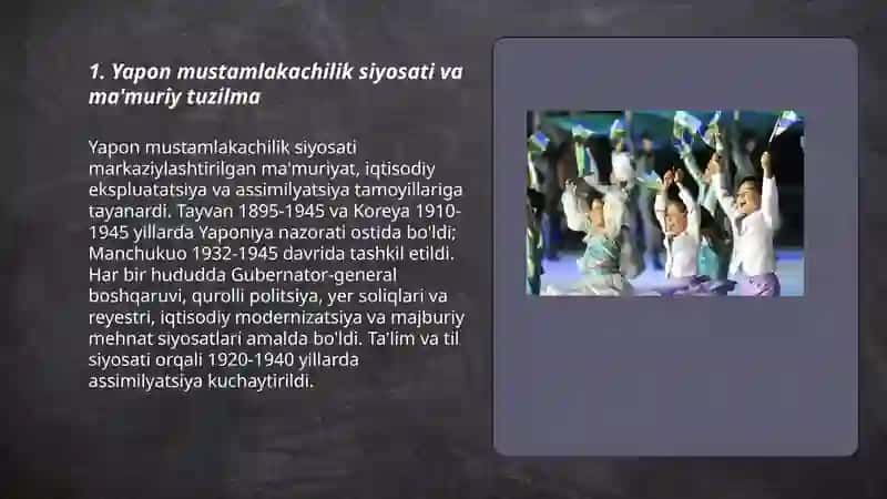 Yapon mustamlakachilik davri va mustaqillik uchun kurash 3