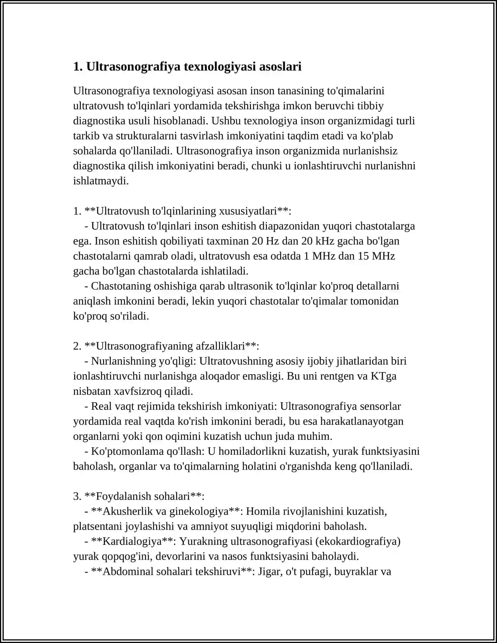 ULTRATOVUSH OLISH VA UNI TIBBIYOTDA QOʻLLANILISHI 3