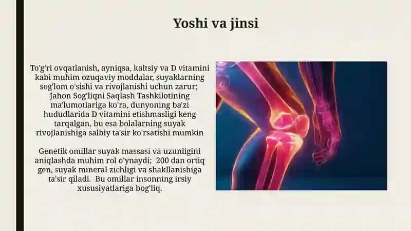 Suyaklarning oʻsishi rivojlanishiga ta'sir etuvchi omillar 3