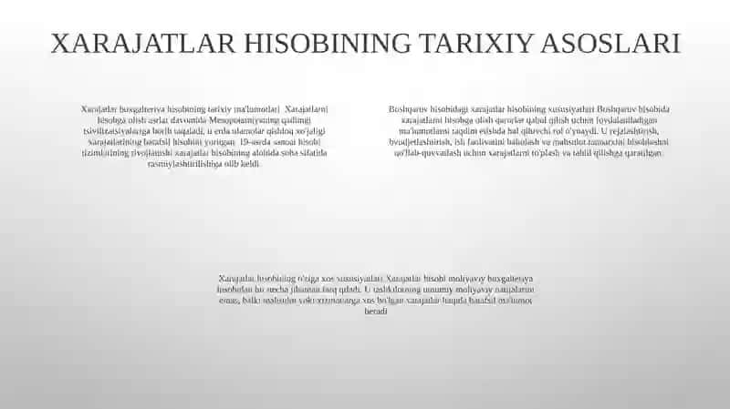 Boshqaruv Hisobini Tashkil Qilishda Xarajatlarni Hisobga Olish Xususiyatlari 3