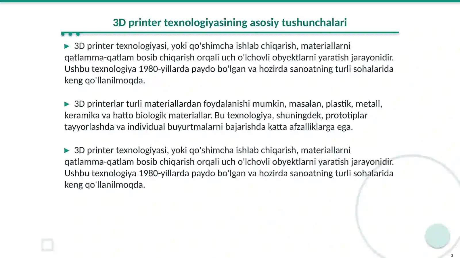 3D printer texnologiyasi 3