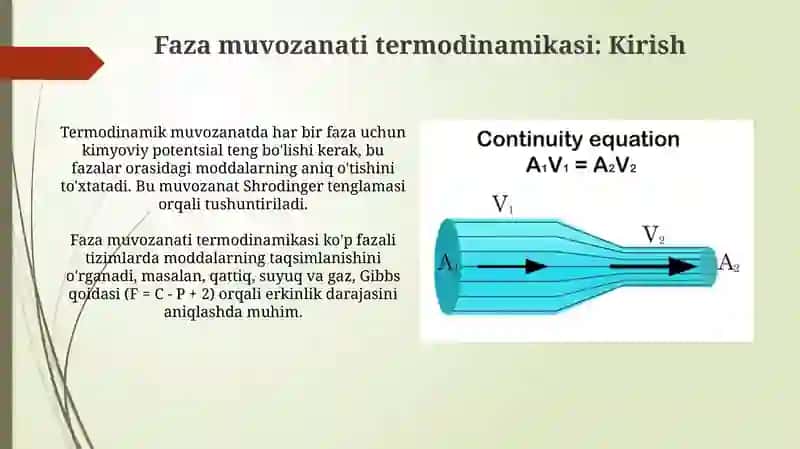 Fazali muvozanat termodenamikasi.Bir va ikki kompanentli sistemalar 3