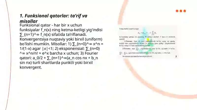 Funksional qatorlar, darajali qatorlar va Abel teoremasi 3