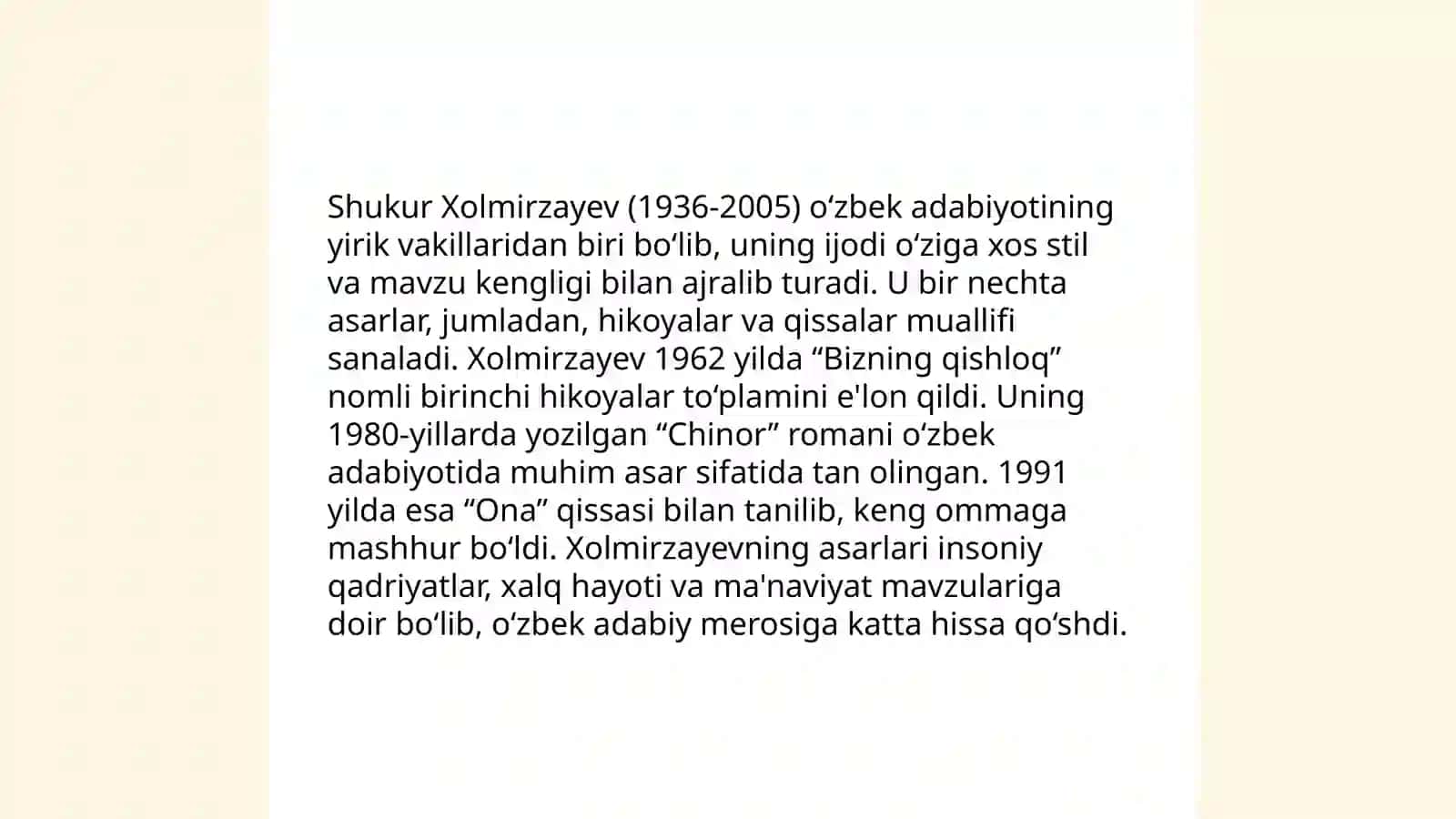 Shukur Xolmirzayevni,, Odam "hikoyasi"ning uslubiy tahlili 3