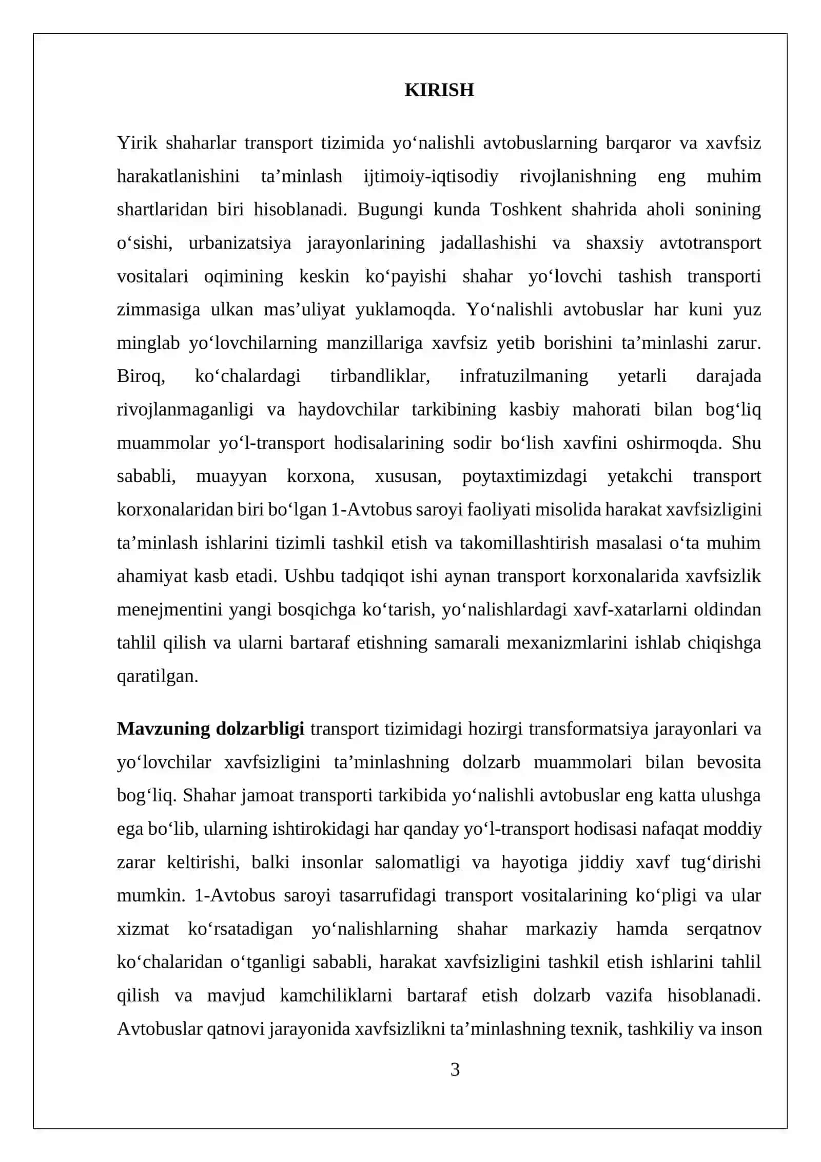 YO’NALISHLI AVTOBUSLARNING HARAKAT XAVFSIZLIGINI TA’MINASH ISHLARINI TASHKIL ETISH 3