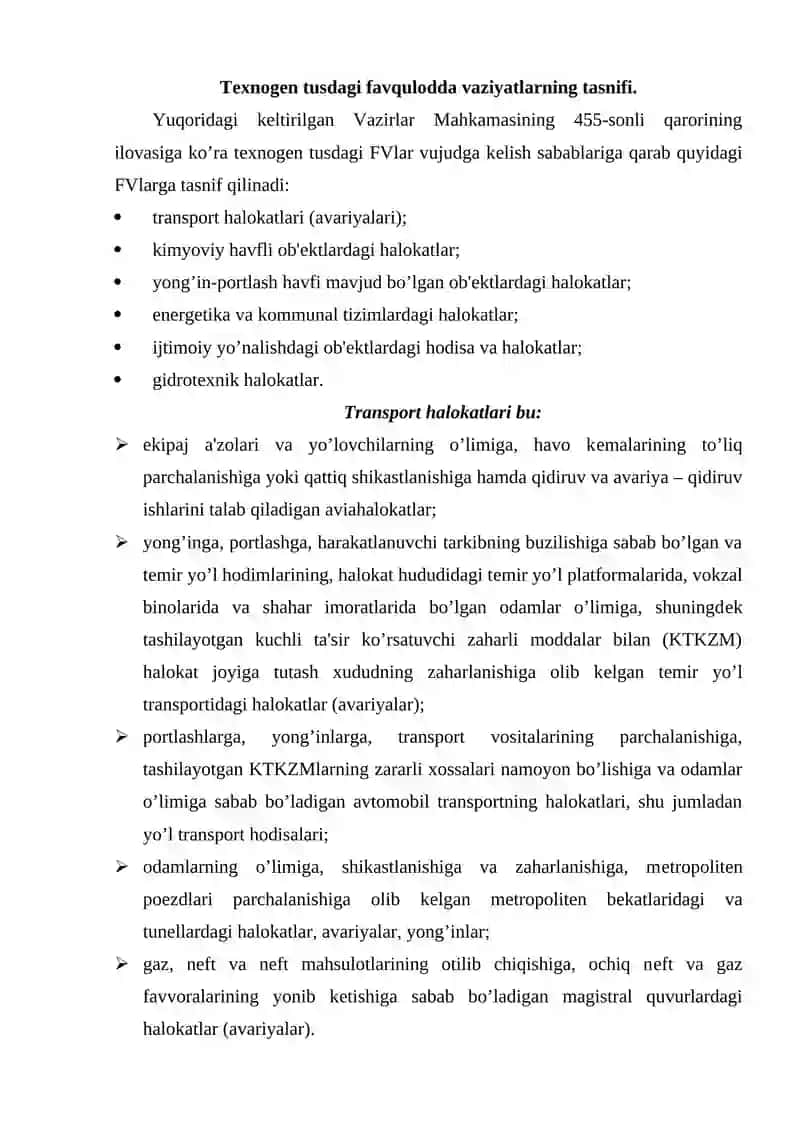 Texnogen tusdagi favqulodda vaziyatlar to‘g‘risida tushuncha 3