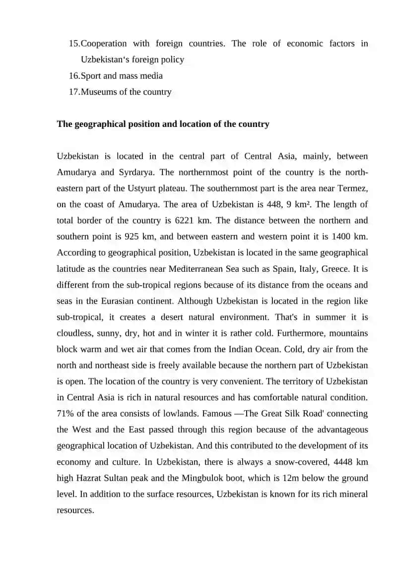Country Study of Uzbekistan 3