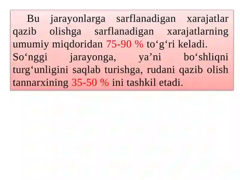 Rudani qazish massividan ajratib olishdagi asosiy ishlab chiqarishjarayonlari haqida taqdimot 3