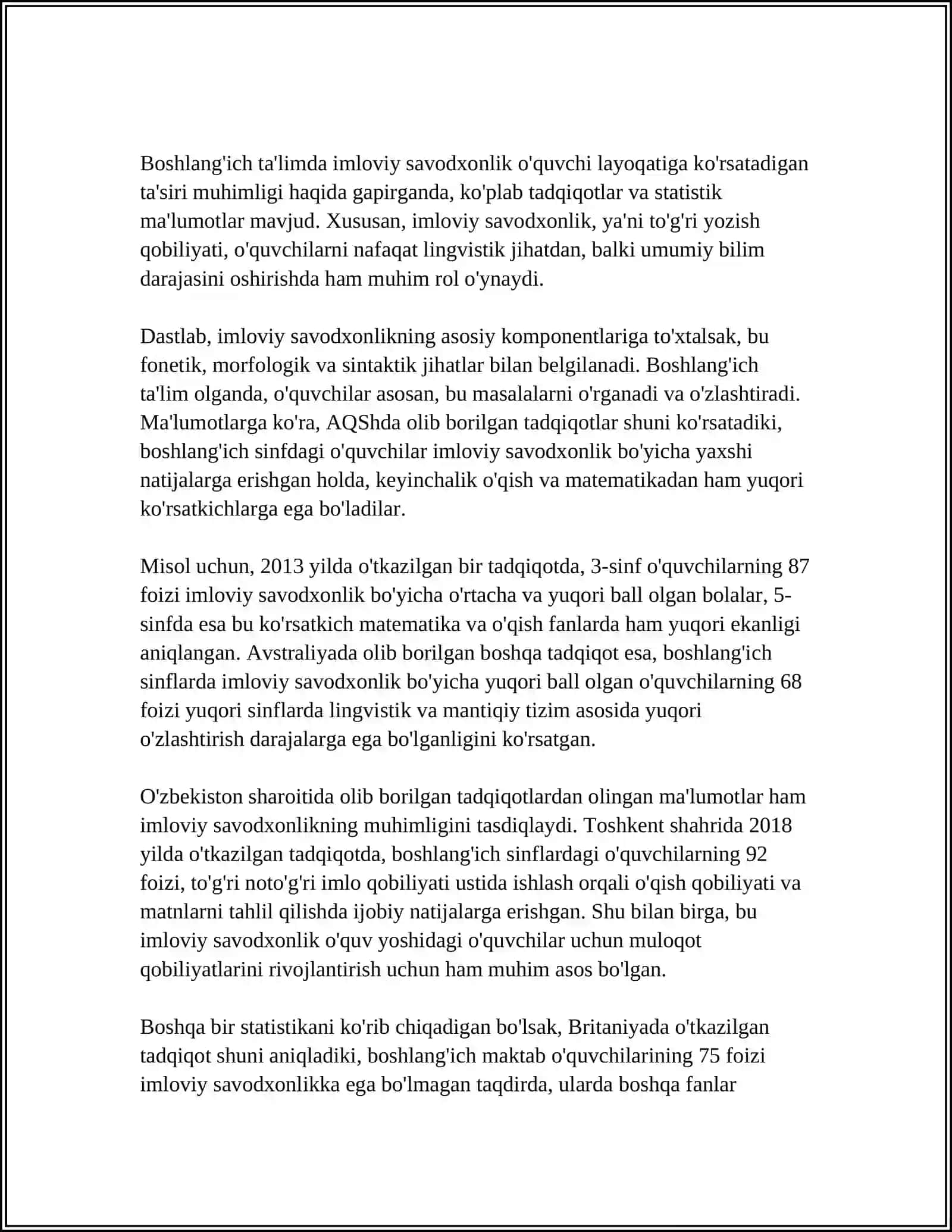 BOSHLANG'ICH TA'LIMDA IMLOVIY SAVODXONLIKNING AHAMIYATI 3