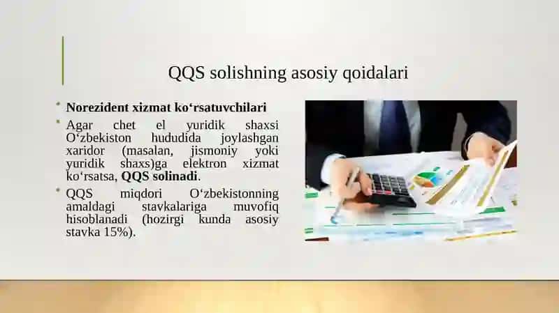 Elektron shaklda xizmatlar ko'rsatuvchi chet el yuridik shaxslariga soliq solishning o'ziga xos xususiyatlari (QQS 3