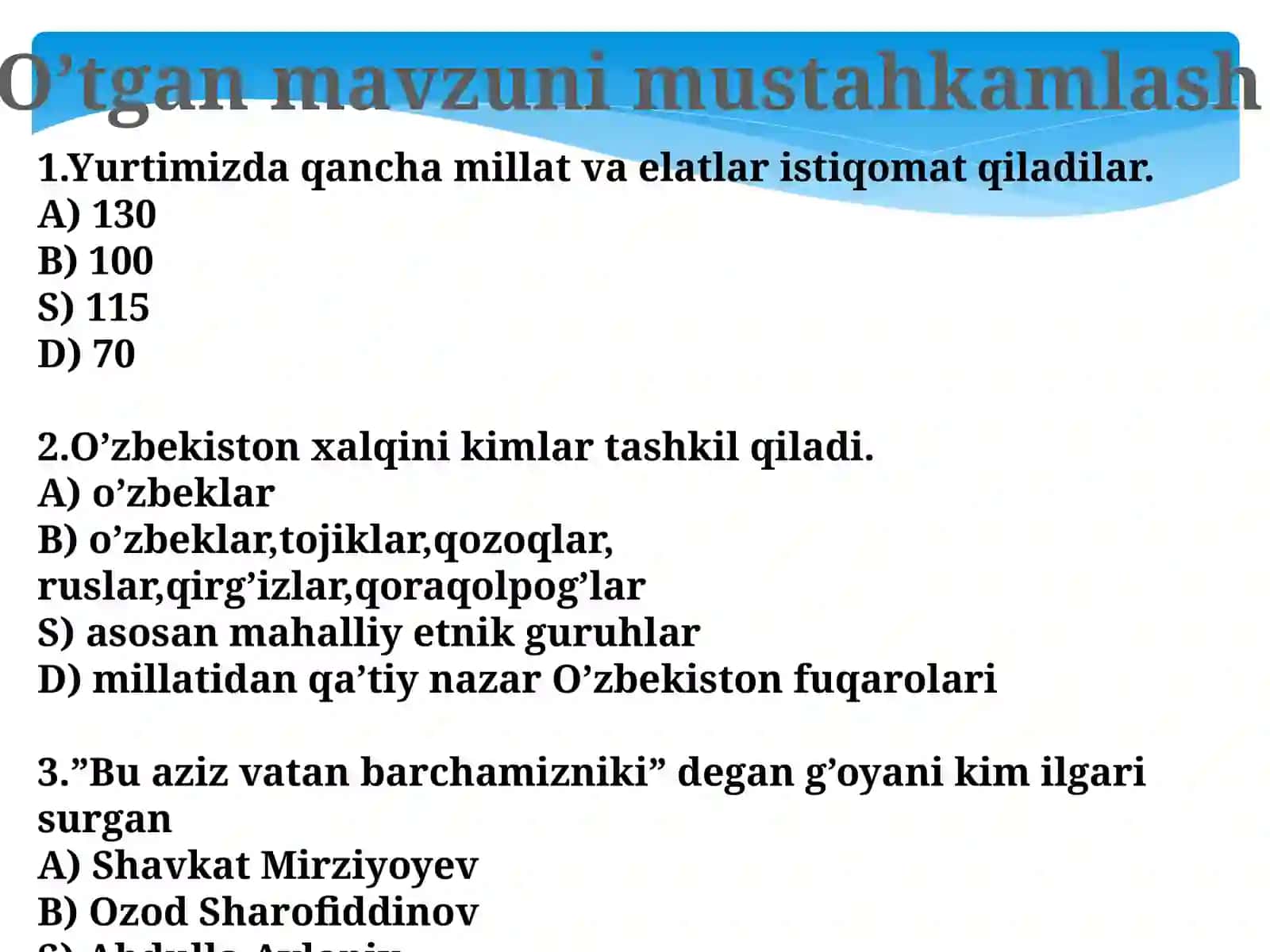 Tarbiya fanidan Din va madaniyat mavzusida dars taqdimot 3