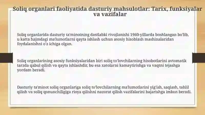 Soliq organlari faoliyatida dasturiy mahsulotlar 3