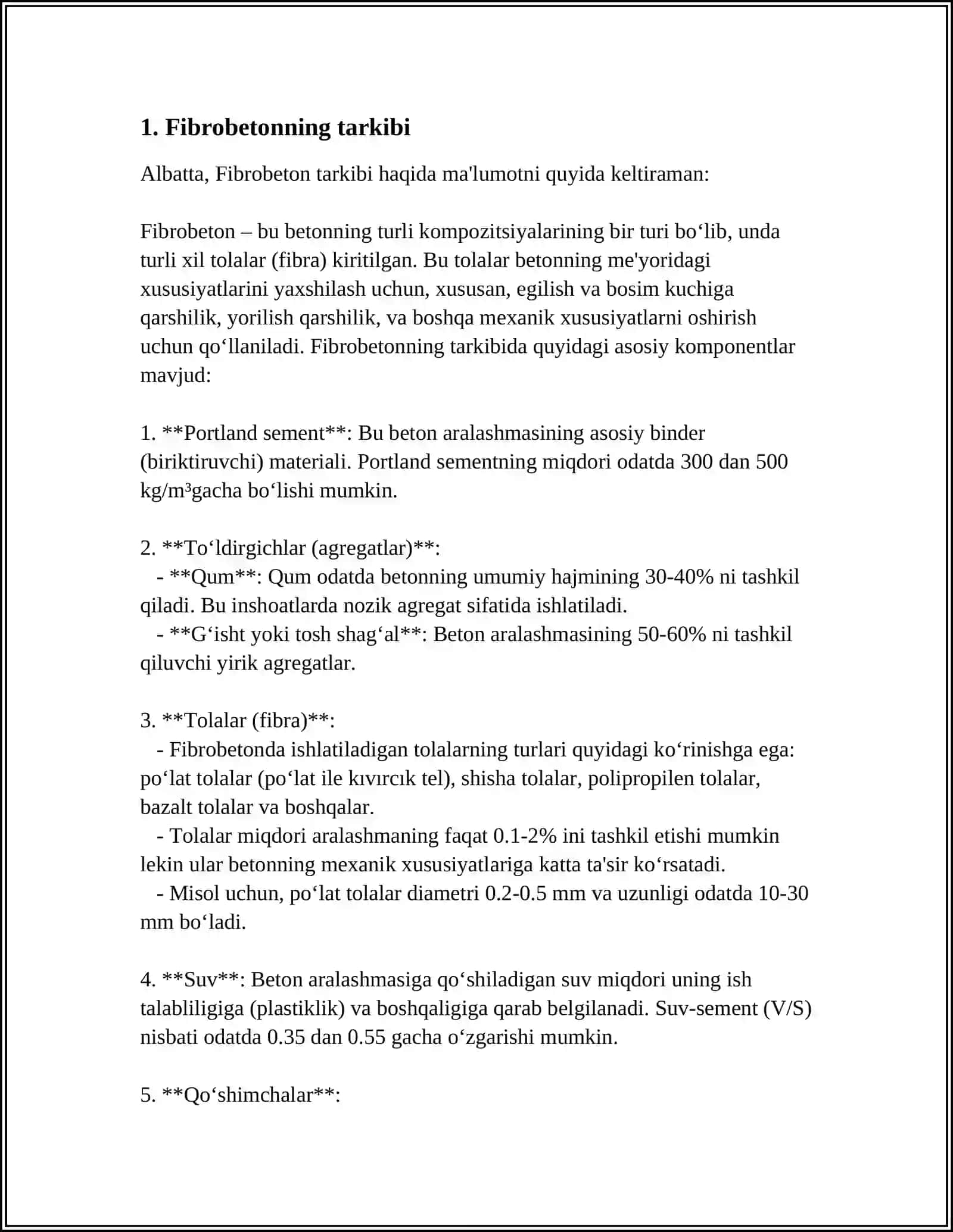 FIBROBETONDA DISPERSLI ARMATURALANGAN BETON ISHLAB CHIQARISH 3