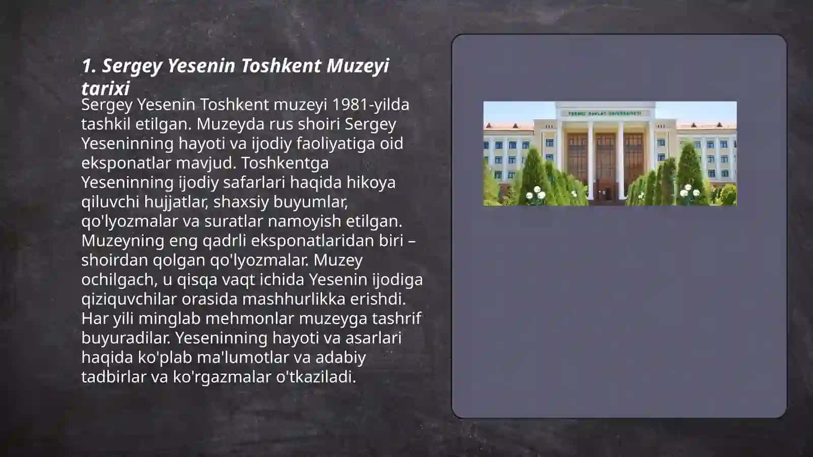 Sergey Yesenin Toshkent Muzeyi 3