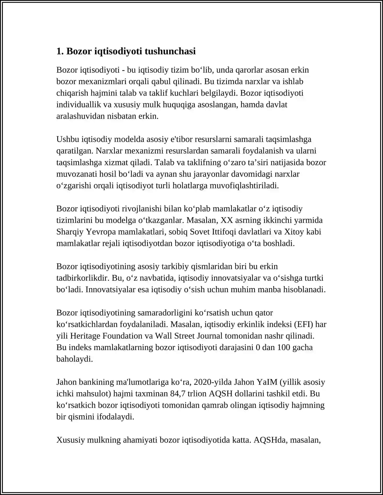 MUSTAQIL ISH Mavzu: BOZOR TURLARI VA TUZILISHI 3