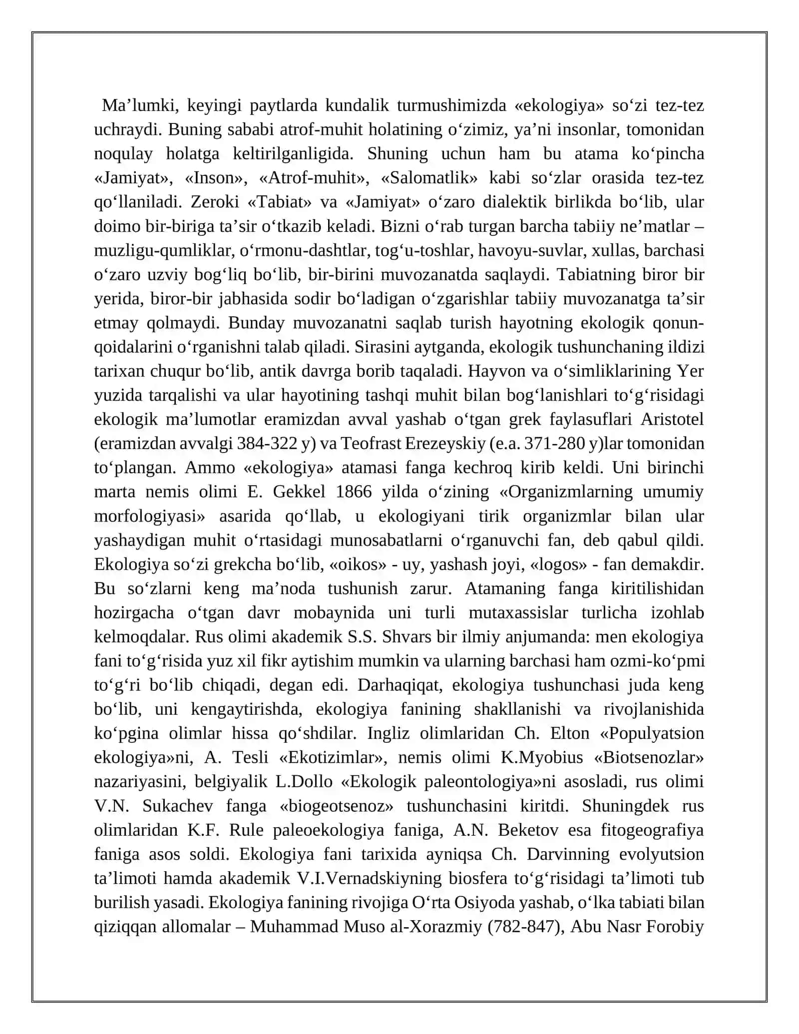 Ekologiya fanining asosiy maqsad vazifalari 3