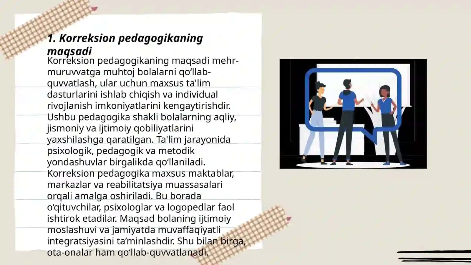 Korreksion (maxsus) pedagogikaning asosiy vazifalari, tamoyillari va metodlari 3