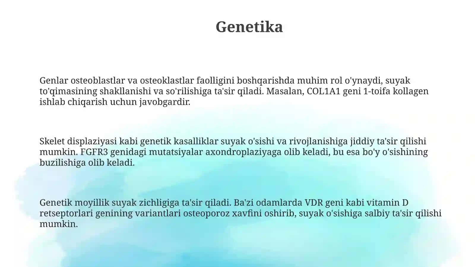 Suyaklarning o'sishi va rivojlanishi gataʼsiretuvchi omillar 3
