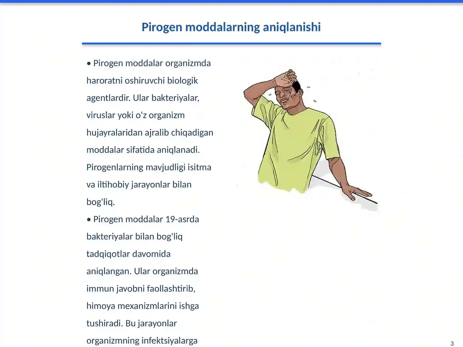 Pirogen moddalar termoregulyatsiya jarayonidagi ahamyati patfizialogyadan 3