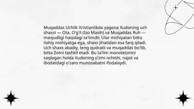 Xristianlik talimotida yakka hudoning 3 qiyofasi haqida malumot 3
