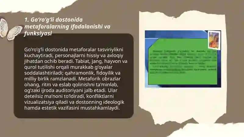 Goʻroʻgʻli dostonida badiiy uslubga xos xususiyatlarining ifodalanishi 3