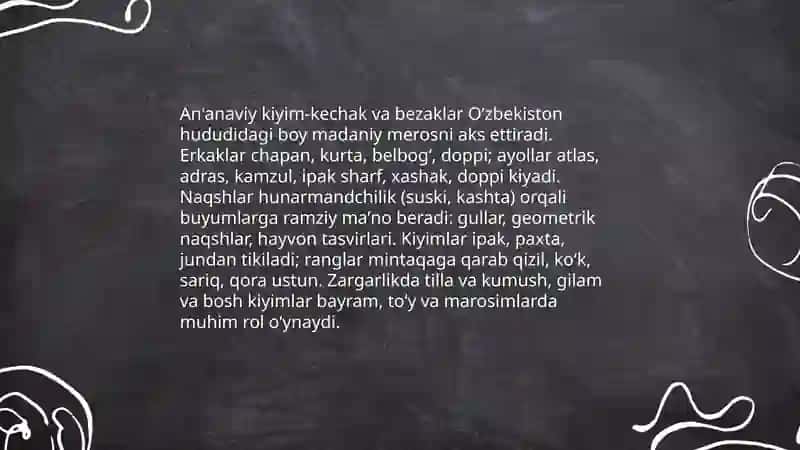 An'anaviy kiyim-kechak va bezaklar 3
