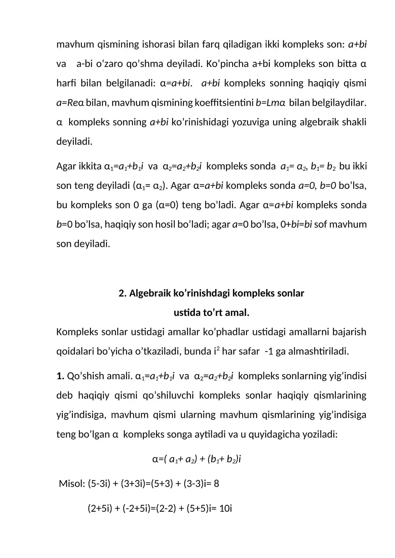 Kompleks sonlar 3