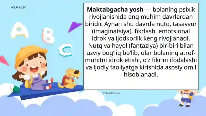 Maktabgacha yoshdagi bolalarda nutq va hayolning rivojlanishi 3