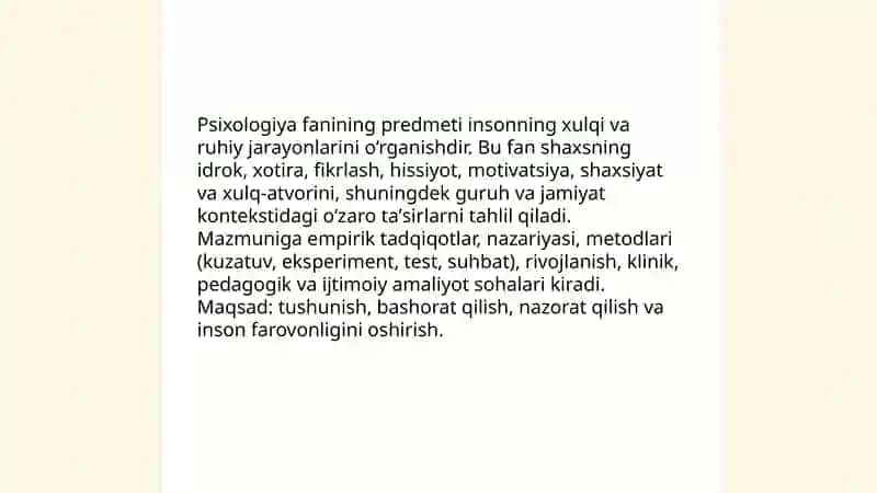 Psixologiya fanining predmeti, maqsad va vazifalari 3
