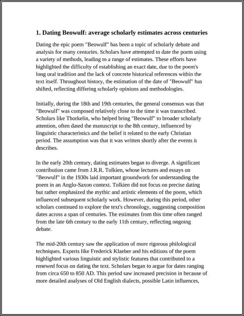 The Concept of Averages Centuries "Beowulf" 3