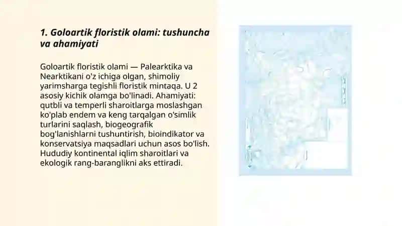 Goloartik floristik olami va uning kichik olamlarini kontir xaritaga tushuntirish 3