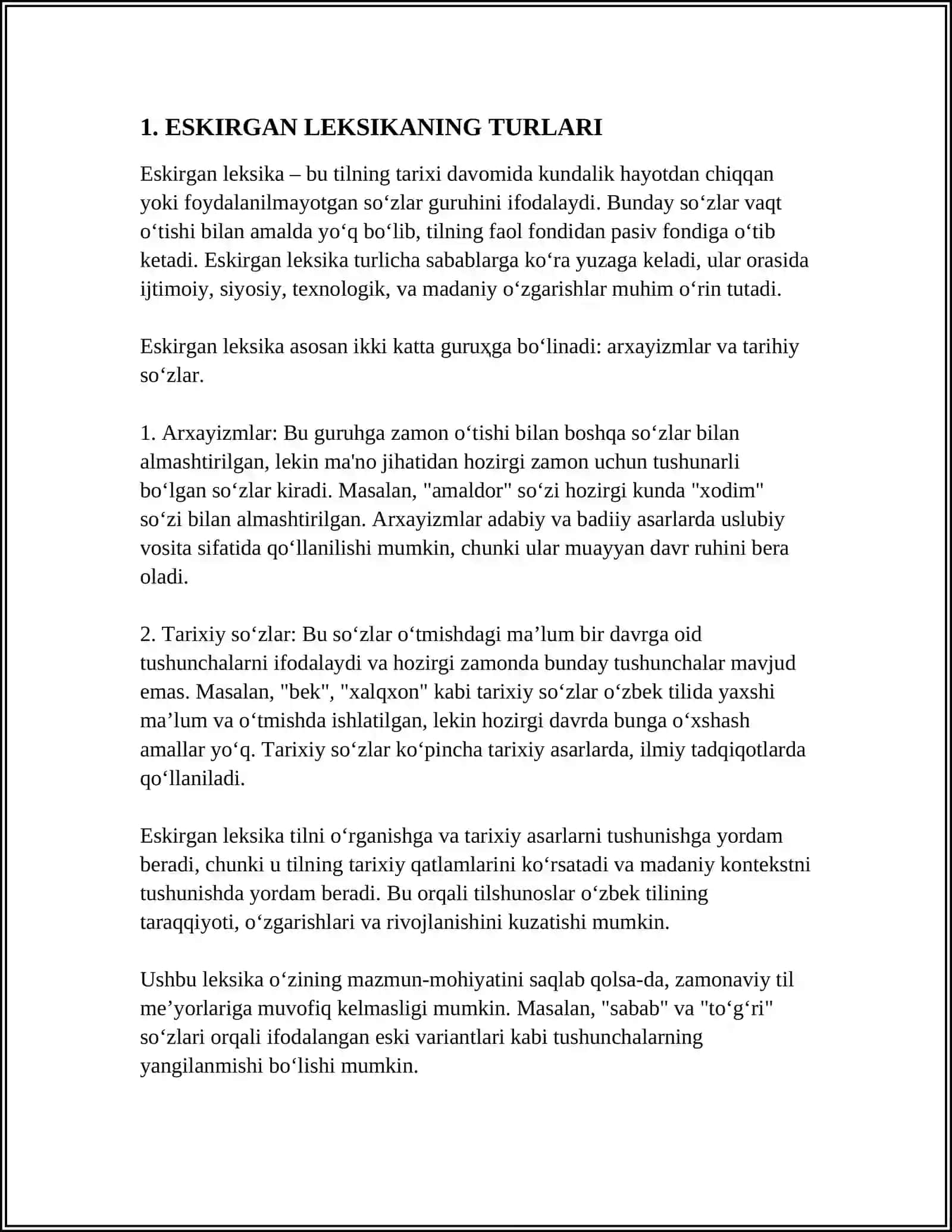 BADIIY ASARLAR QOʻLLANILGAN ESKIRGAN LEKSIKA TAHLILI 3