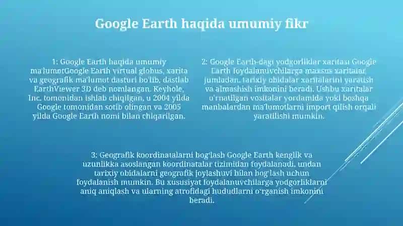 Google Earth Dasturida Olingan Yodgorliklar Xaritasini Koordinatalar Tizimi Bilan Bog'Lash 3