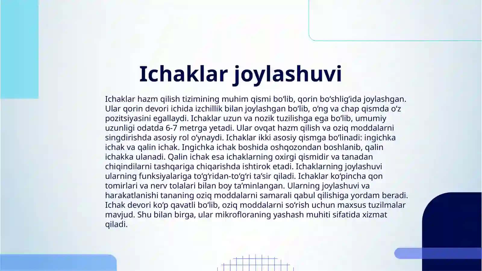 ICHAKLAR TUZILISHI VA VAZIFALARI 3
