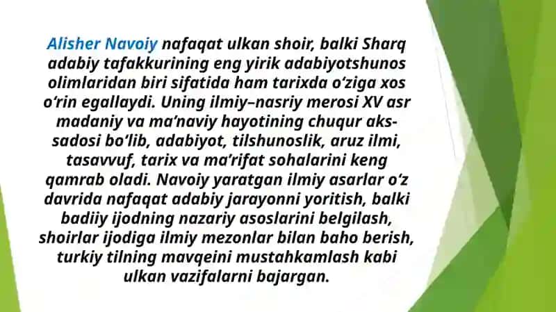 Navoiy – adabiyotshunos. Navoiyning ilmiy - nasriy asarlari. 3