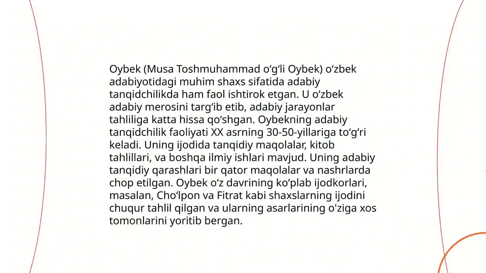 XX asr 2-yarmidagi adabiy tanqid. Oybek va Izzat Sultonlarning tanqidiy faoliyati 3