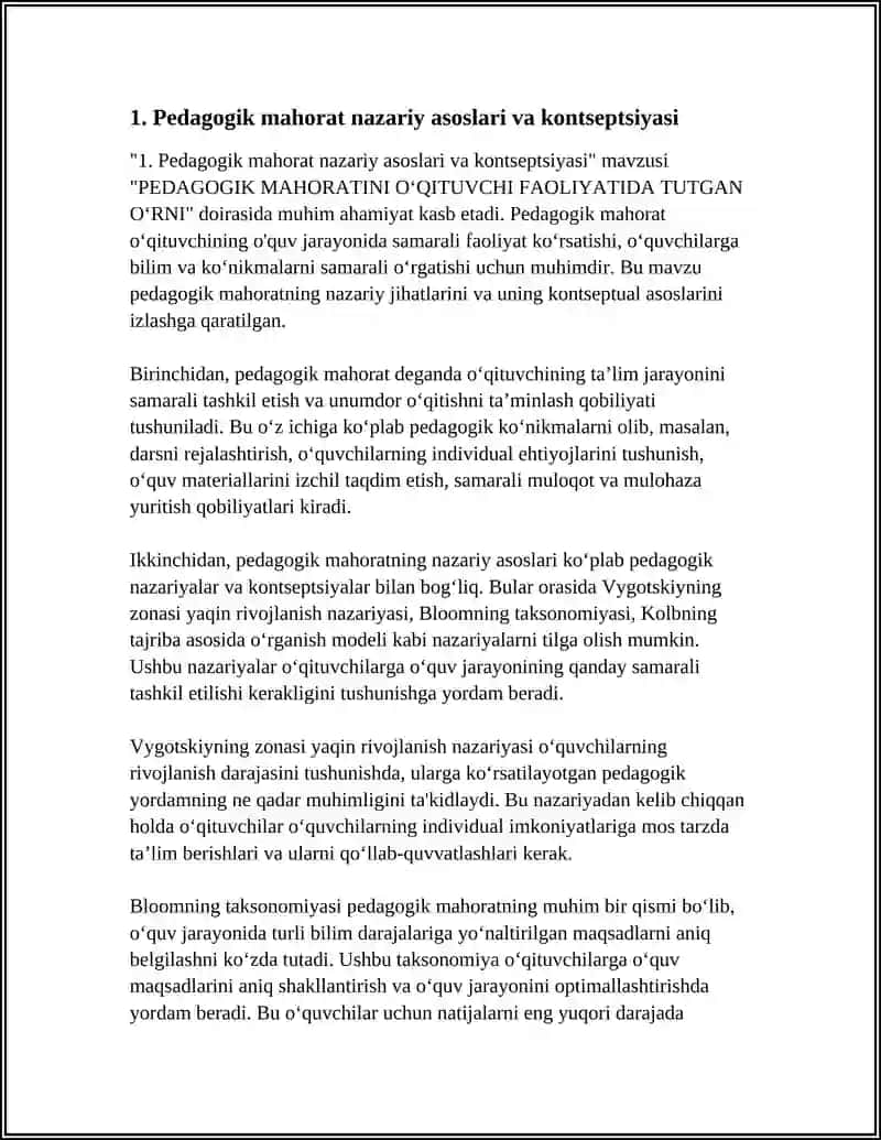 PEDAGOGIK MAHORATINI OʻQITUVCHI FAOLIYATIDA TUTGAN OʻRNI 3