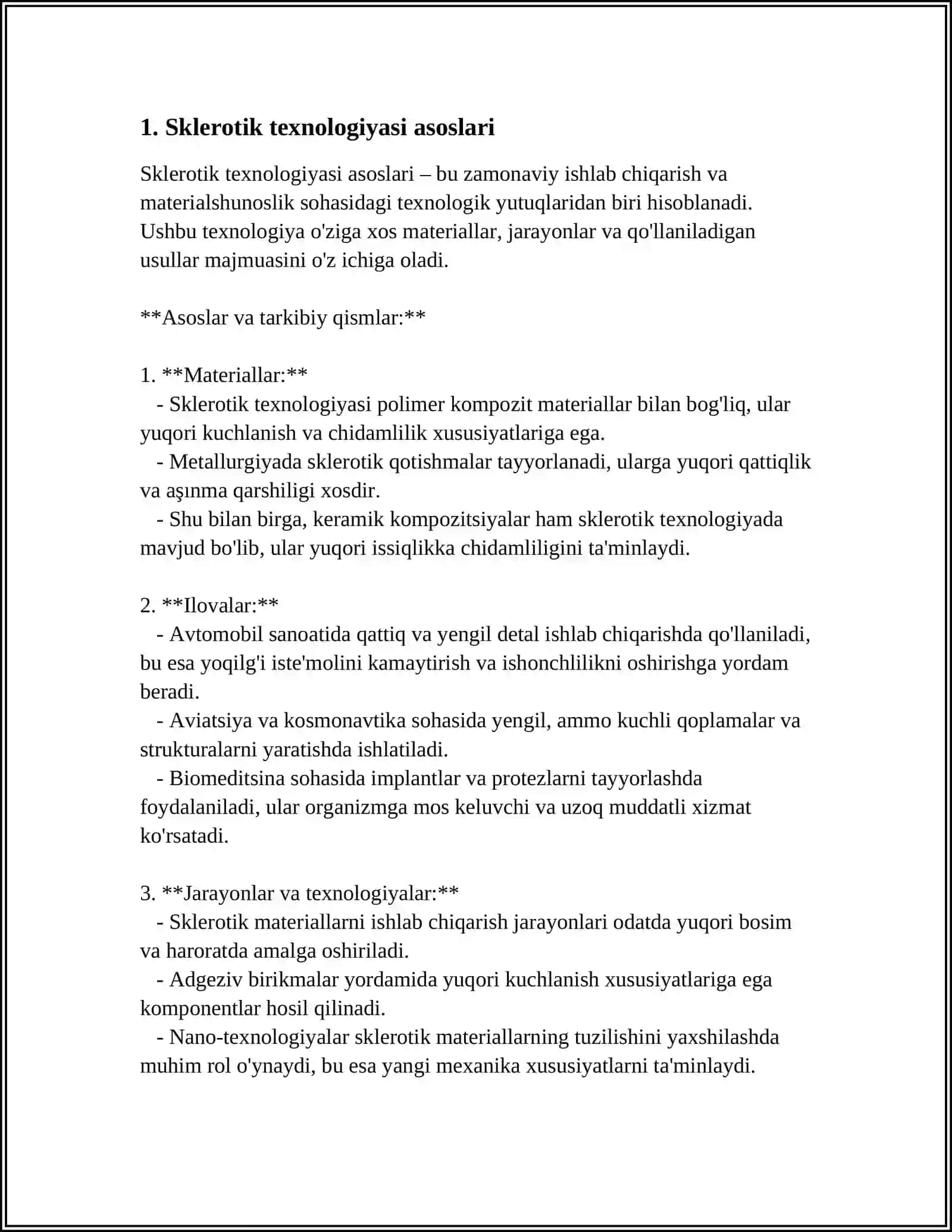 SKLERTIK" TEXNOLOGIYASI BOʻYICHA POLIETILEN UCHUN TEXNOLOGIYASI VA UNING AFZALLIGI 3