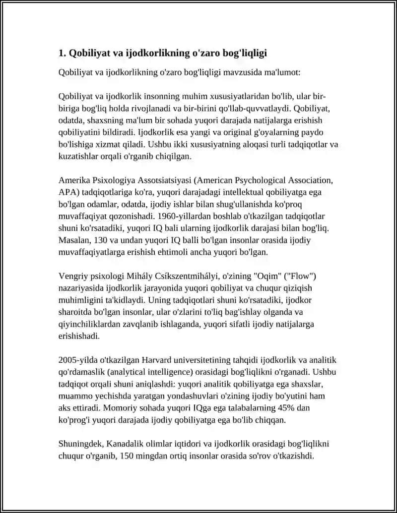 Qobiliyat va Ijodkorlikning O'zaro Bog'liqligi 3
