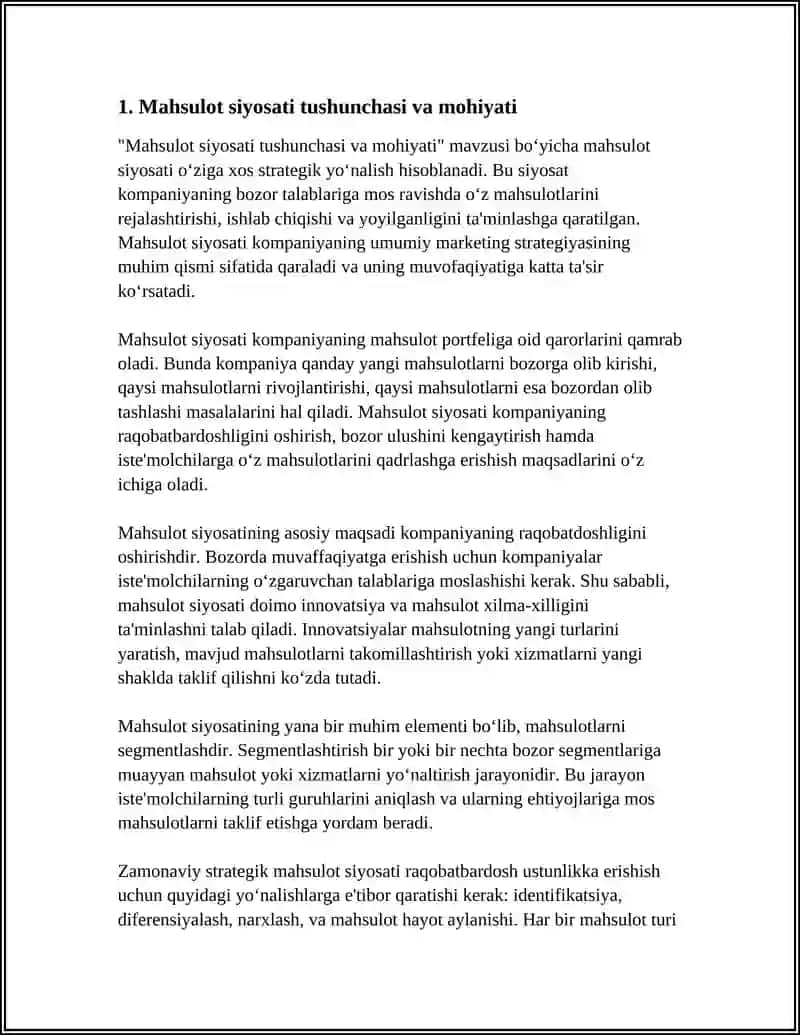 MAHSULOT SIYOSATI TUSHUNCHASI 3