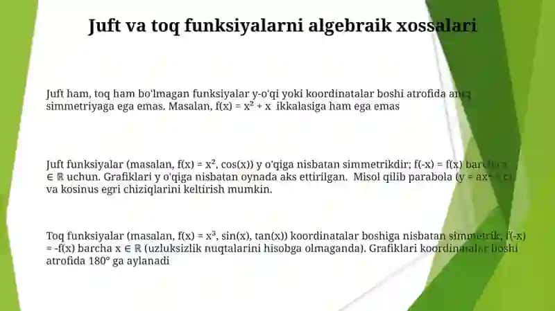 Juft va toq funksiyalar 3