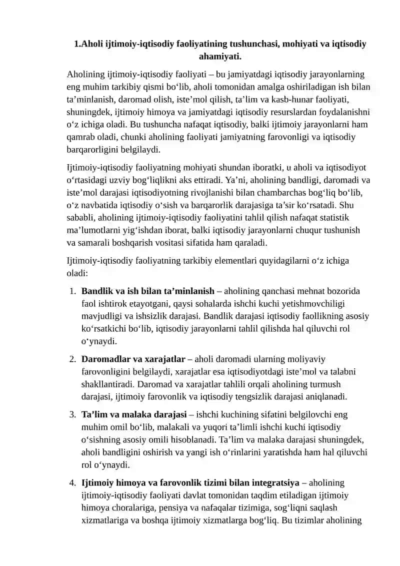 Aholini ijtimoiy iqtisodiy faoliyatini oʻrganish 3